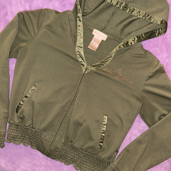 RARE Y2K Baby Phat Green Rhinestone Zip Up Hoodie Jacket - Picture 7 of 15